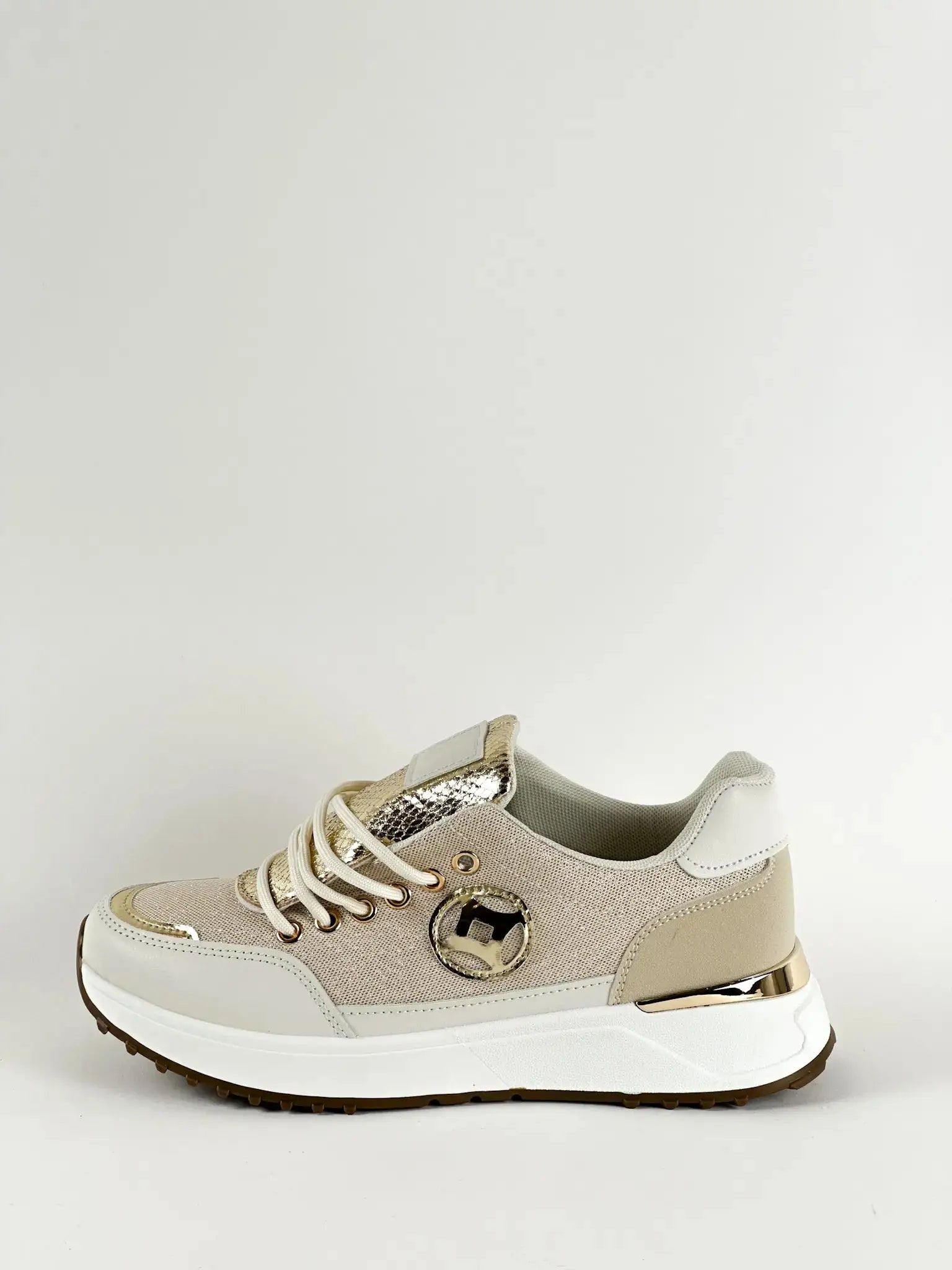 BASKETS COMPENSÉES - BEIGE ET DORÉE - BASKETS