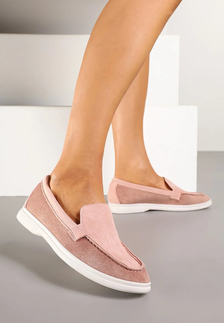 MOCASSINS DAIM BI-COLOR - ROSE