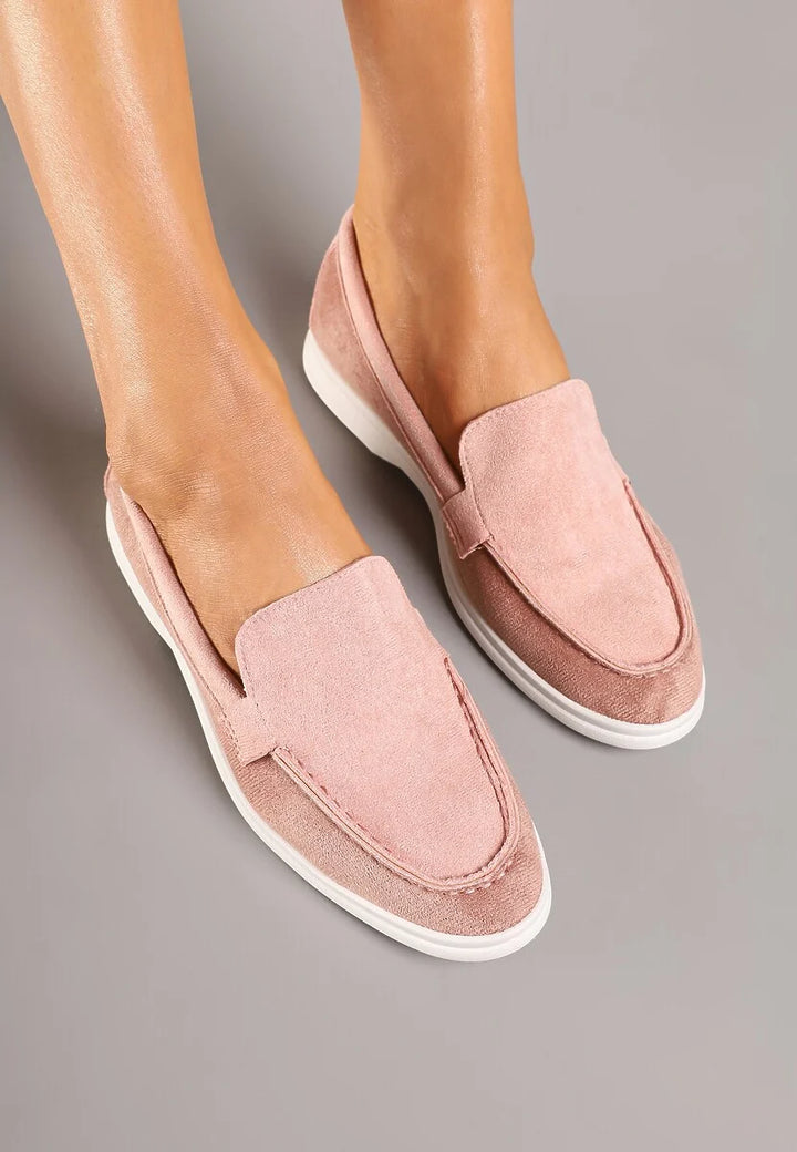 MOCASSINS DAIM BI-COLOR - ROSE