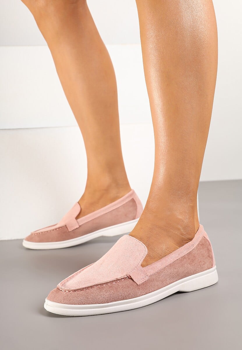 MOCASSINS DAIM BI-COLOR - ROSE