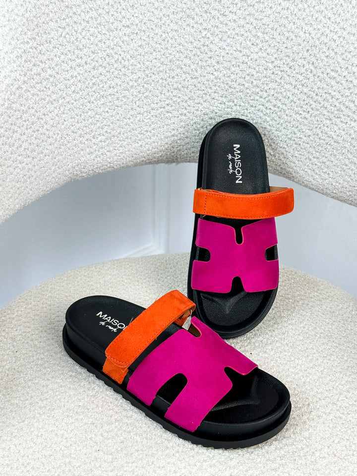 Sandales chypre - Fuchsia/Orange