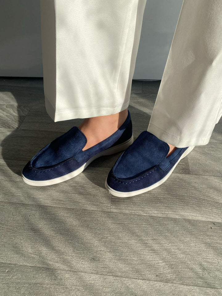 MOCASSINS DAIM BI-COLOR - BLEU