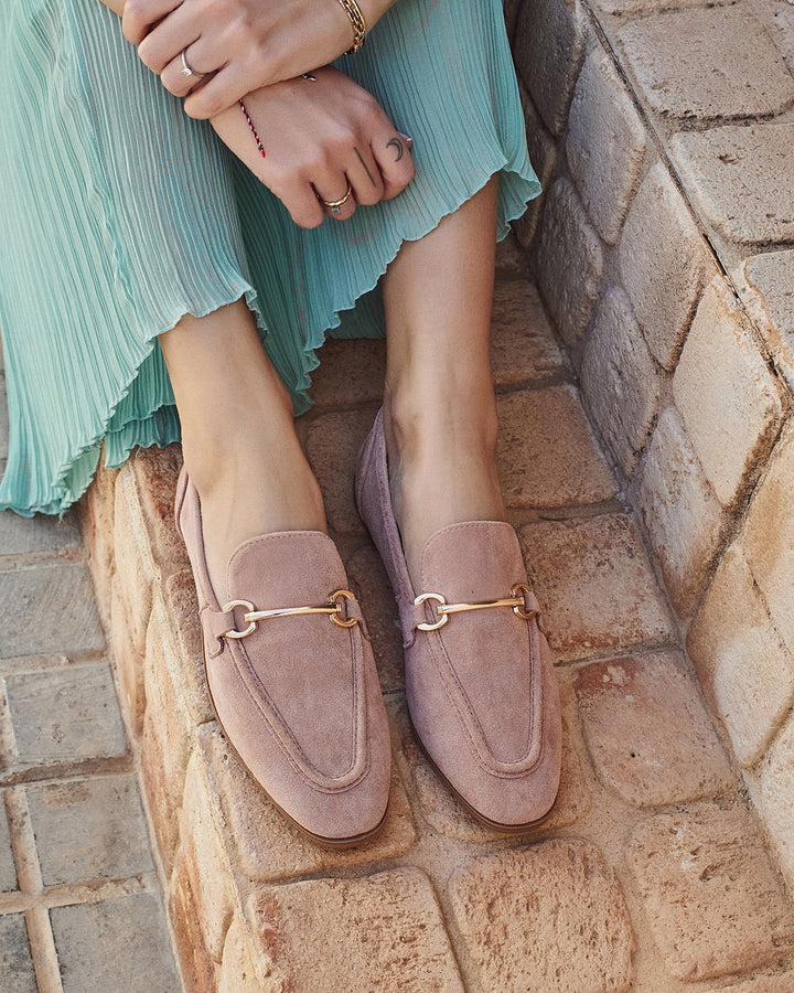 MOCASSIN EN DAIM - ROSE