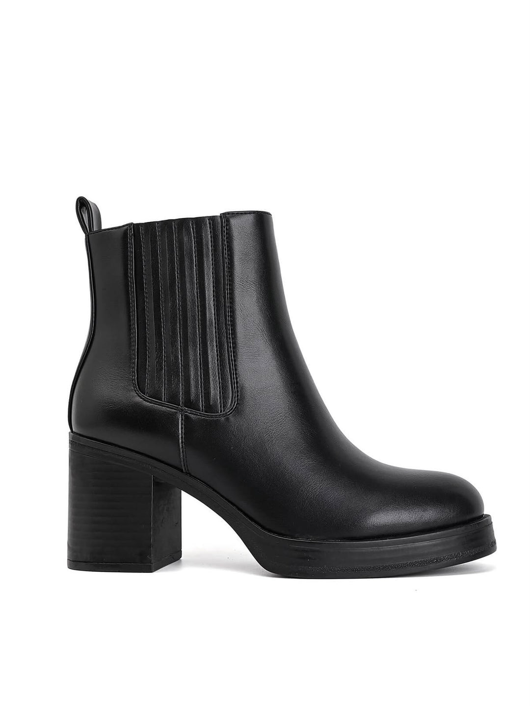 Bottine style Chelsea à talon épais - NOIR