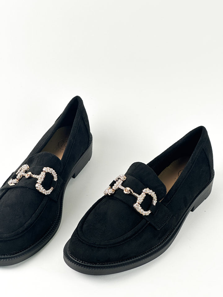 MOCASSINS EN DAIM AVEC DÉCORATION - NOIR