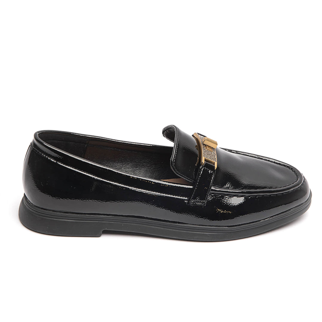 MOCASSINS CUIR VERNIS - NOIR