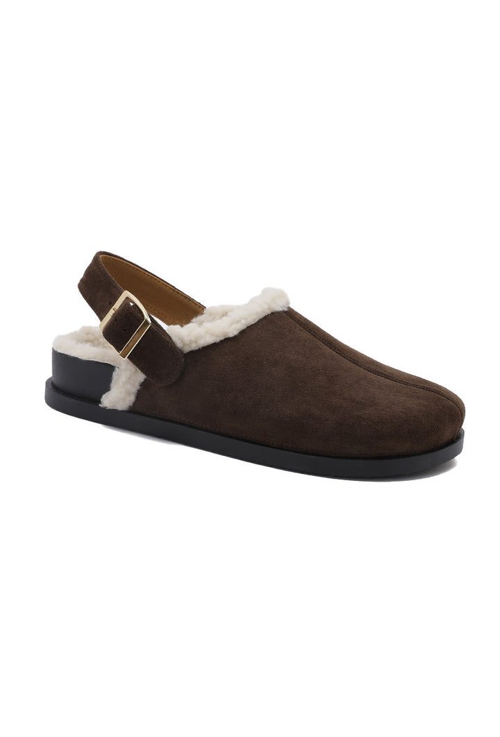 Mule fourrée avec bride - BROWN