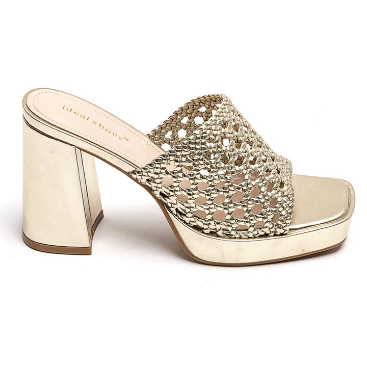 Mule Plateforme Tressée - GOLD