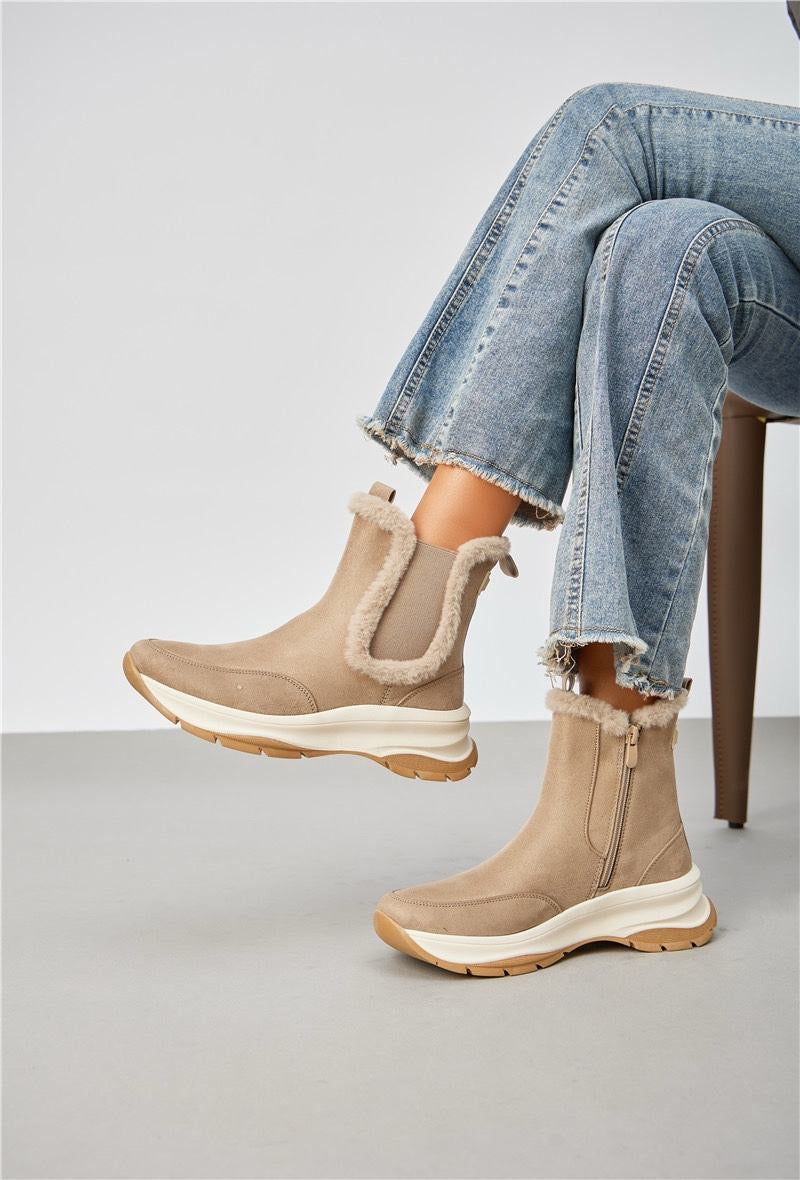 bottines fourrées - TAUPE