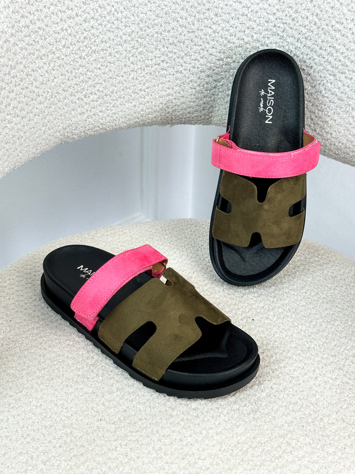 Sandales chypre - Vert/Rose