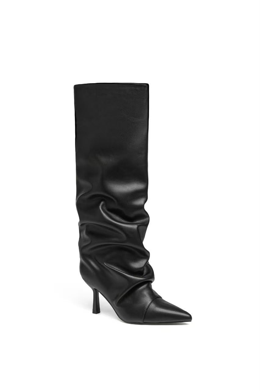 Botte Synthétique Froncée - NOIR