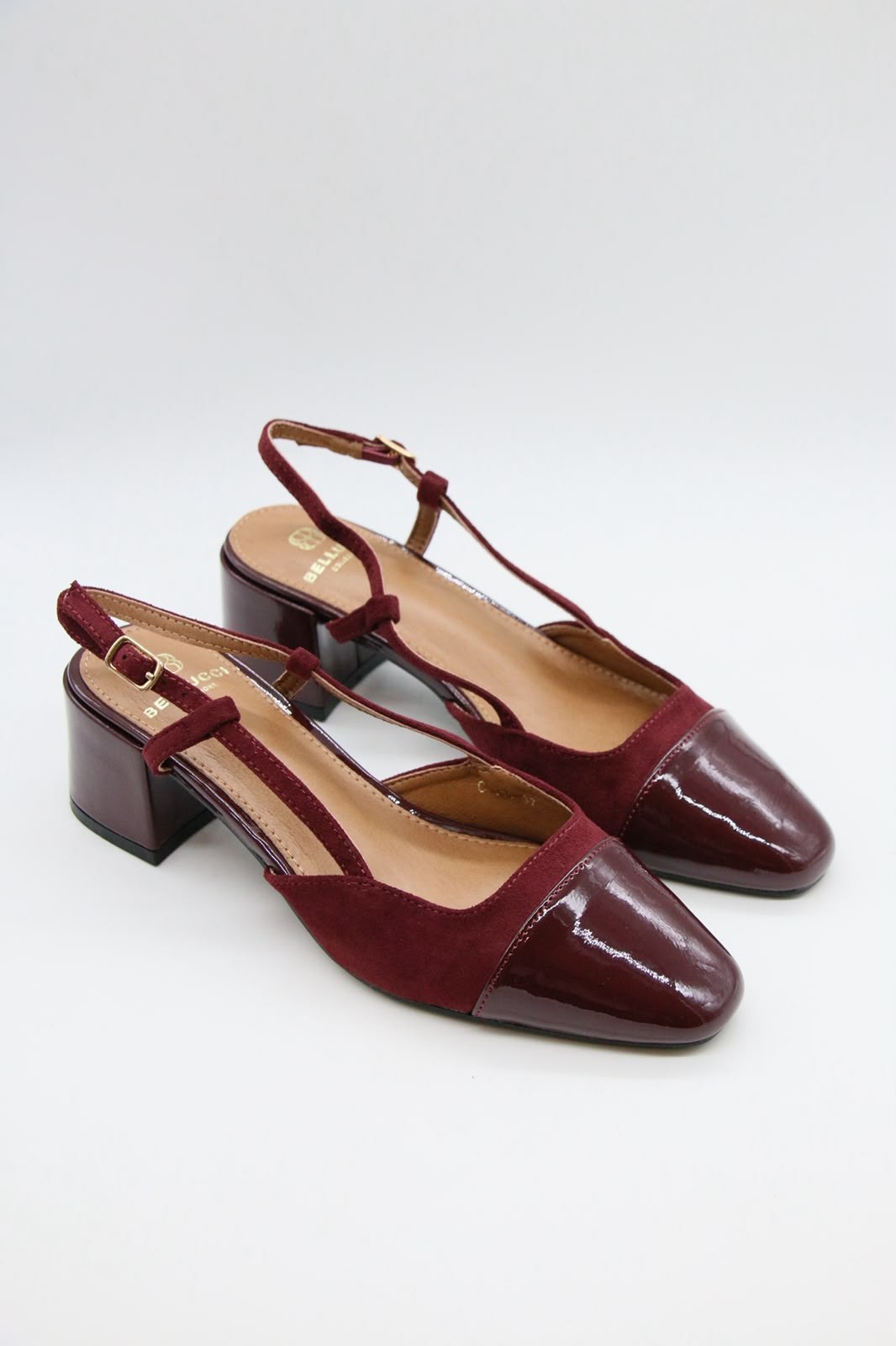 Escarpin Verni T-Strap - BORDEAUX