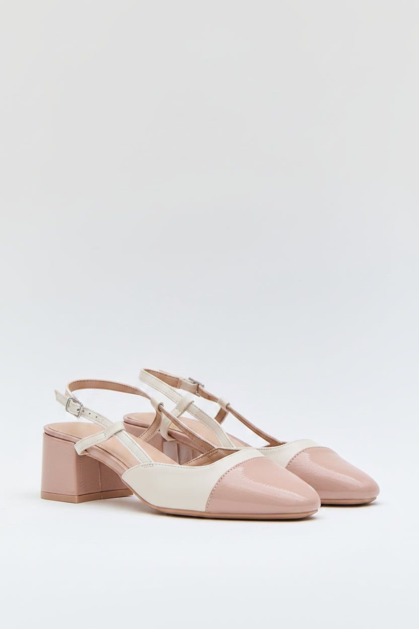 Escarpin Verni T-Strap - ROSE PALE