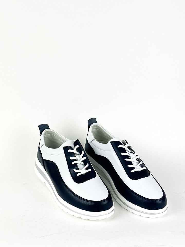 BASKET CELINE BLANC/BLEU - 100% CUIR