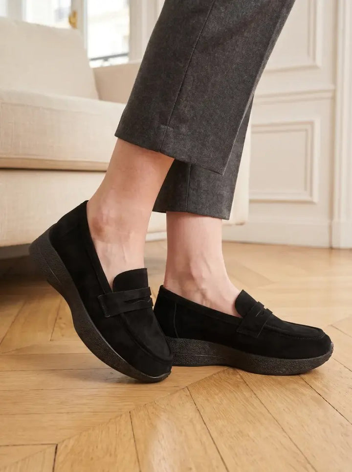 Mocassin Plateforme Daim - NOIR