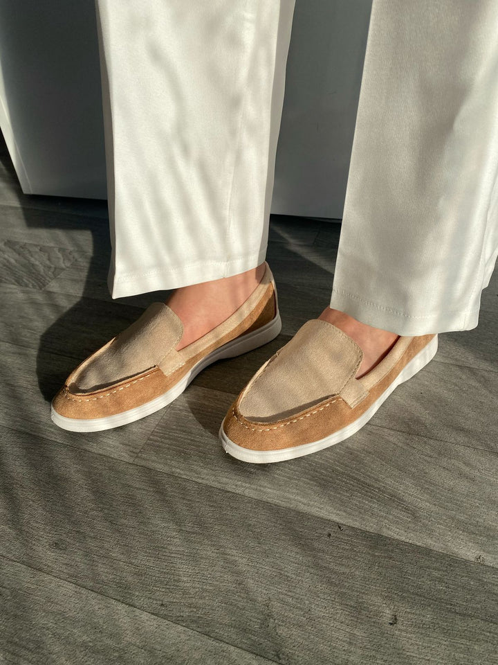 MOCASSINS DAIM BI-COLOR - BEIGE