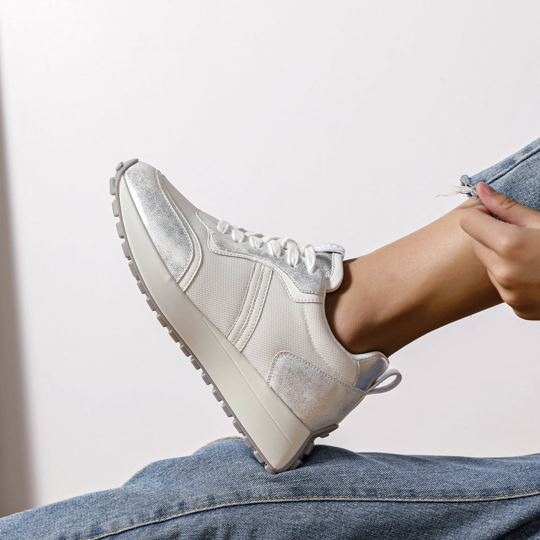 BASKETS COMPENSÉES - argentée