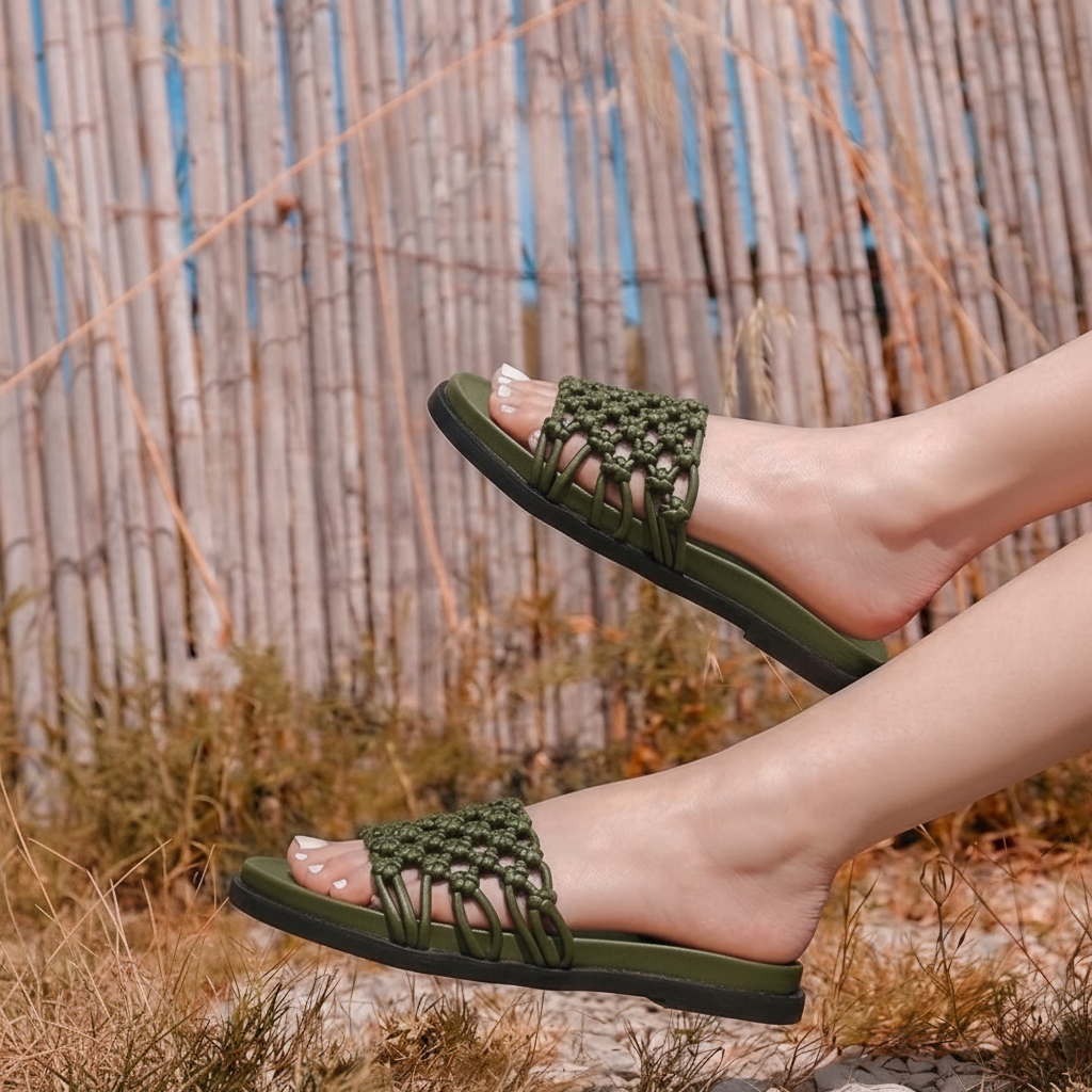Mule Cloutée - VERT OLIVE