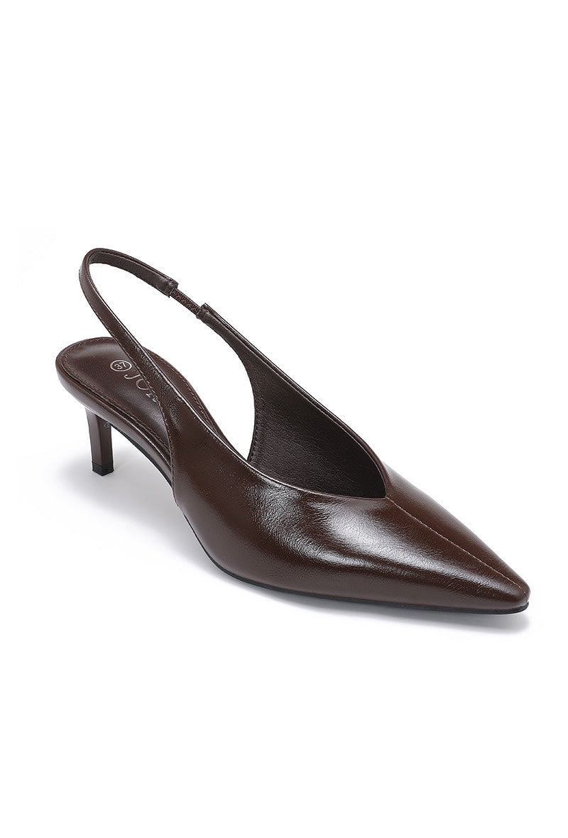 Escarpin Slingback - MARRON