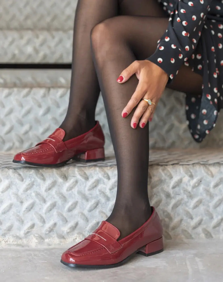 MOCASSINS TALONS VERNIS - WINE