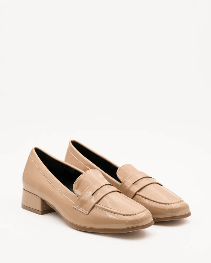 MOCASSINS TALONS VERNIS - KHAKI
