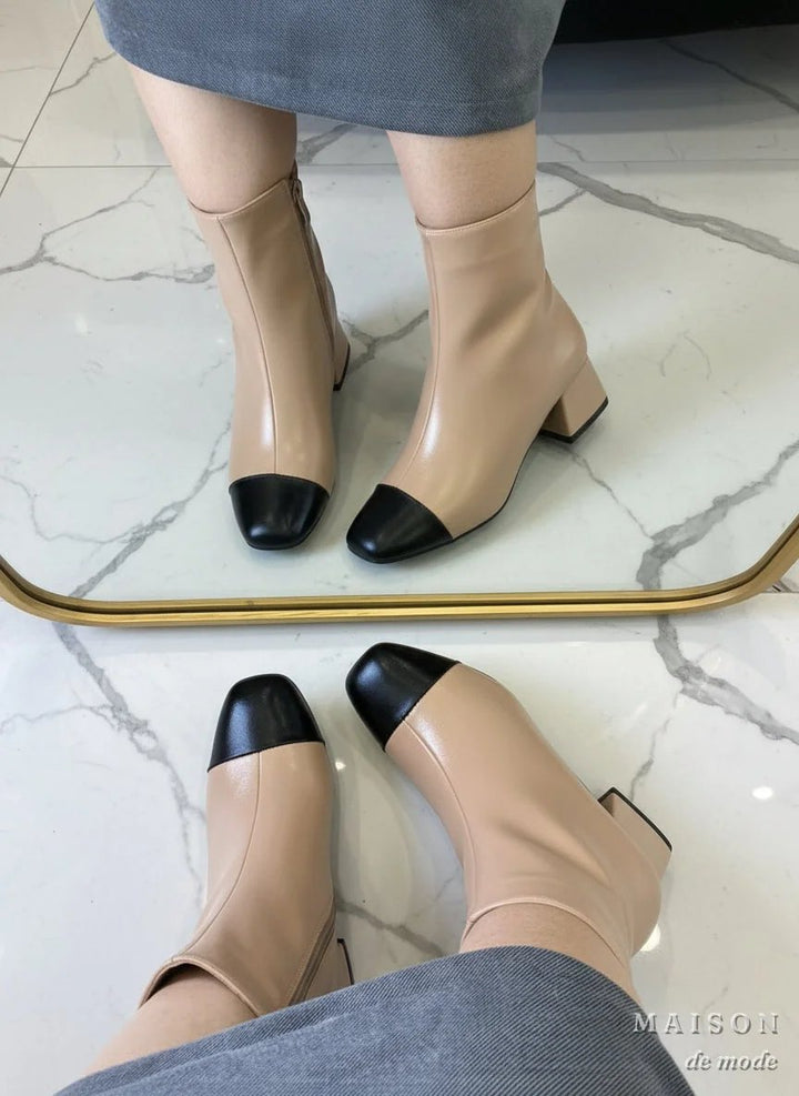 Bottines noir et beige, vue de profil – Maison de Mode Maroc
