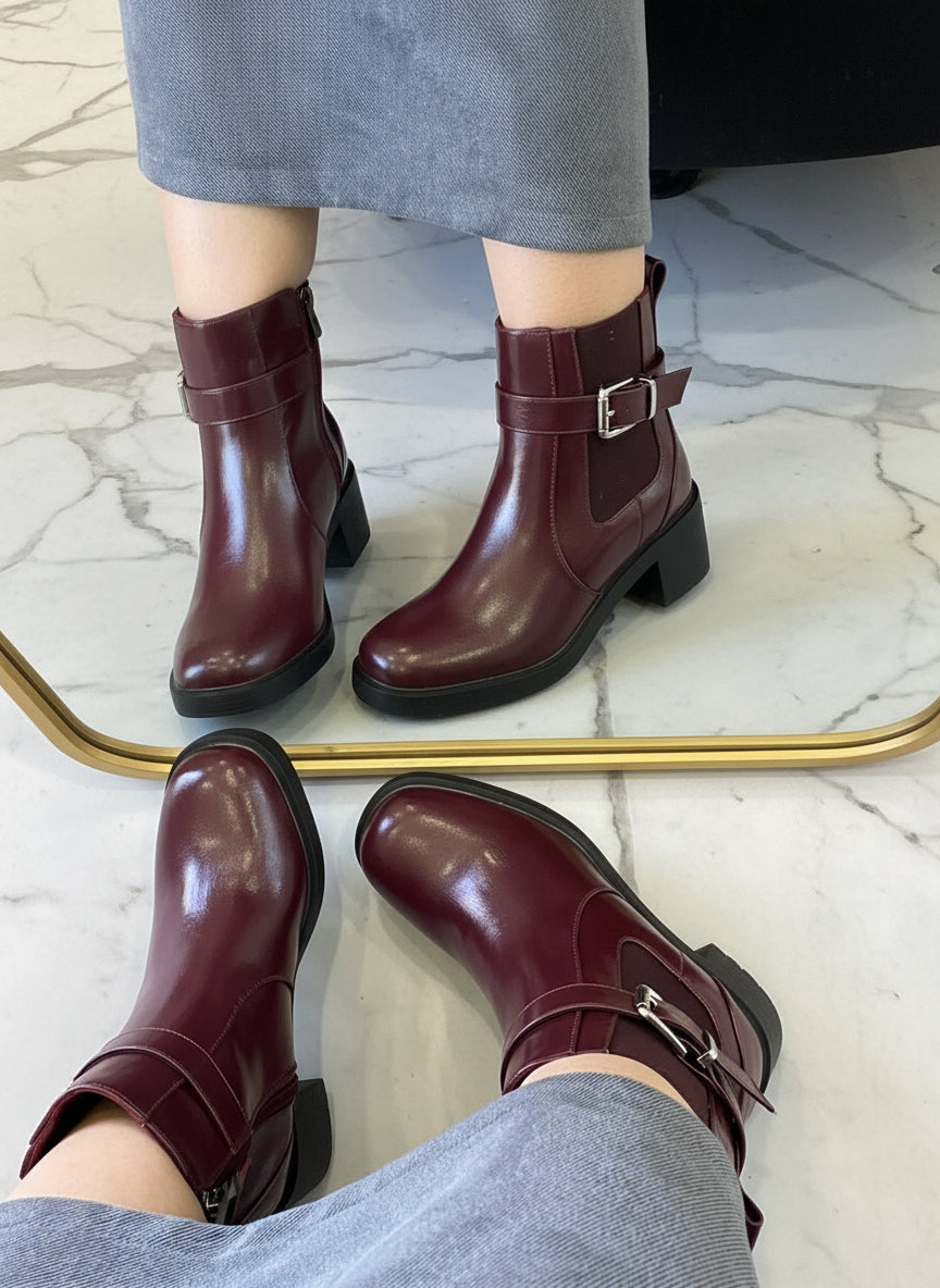 Bottines à Talons - GRENAT