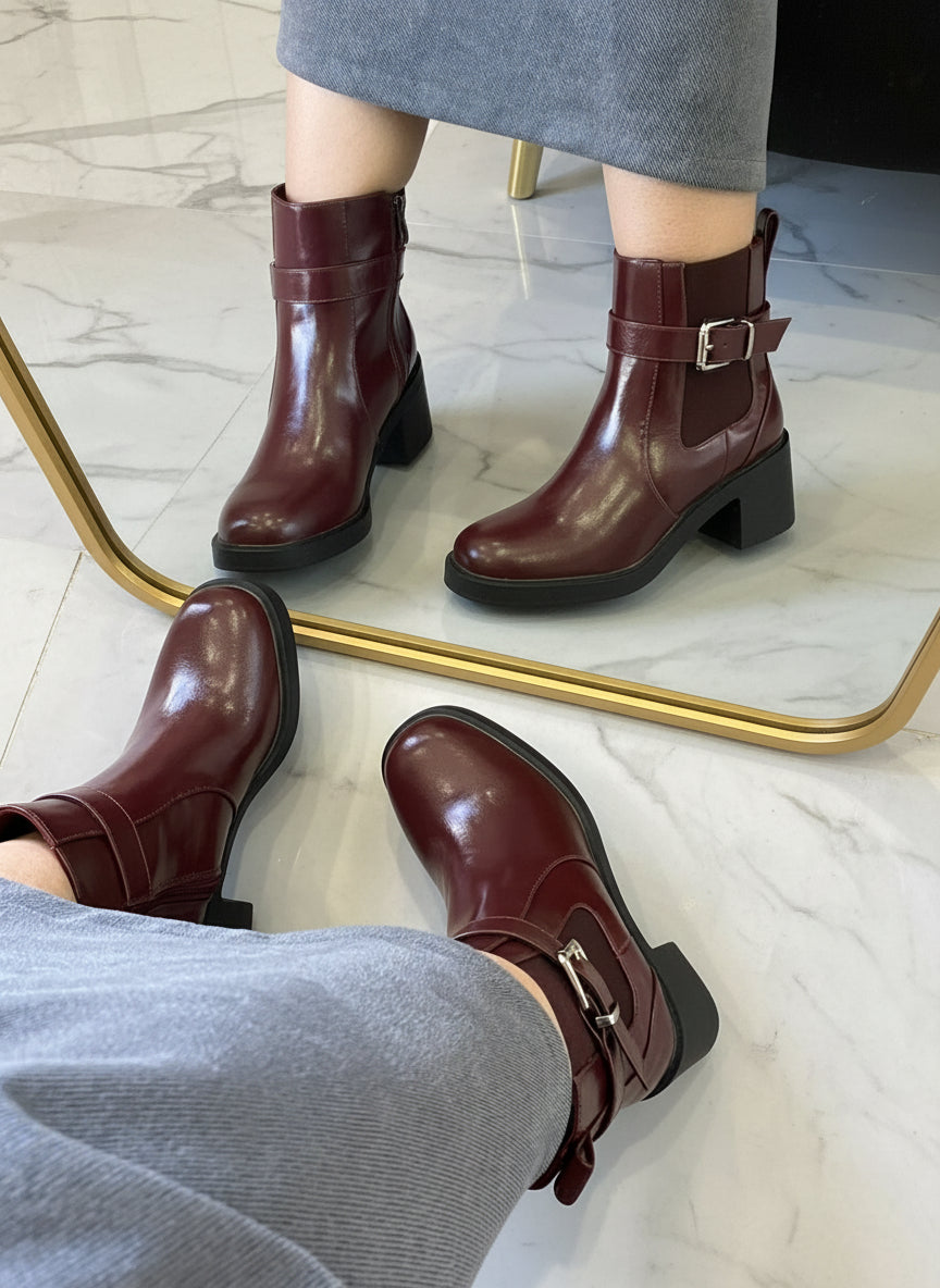 Bottines à Talons - GRENAT