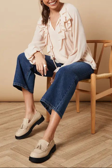 MOCASSINS CUIR GRAINE - BEIGE