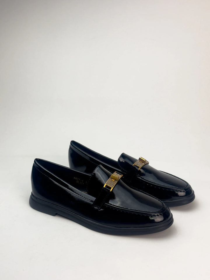 MOCASSINS CUIR VERNIS - NOIR