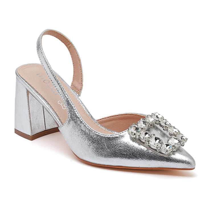 ESCARPINS CLASSIQUE AVEC DÉCORATION - ARGENT