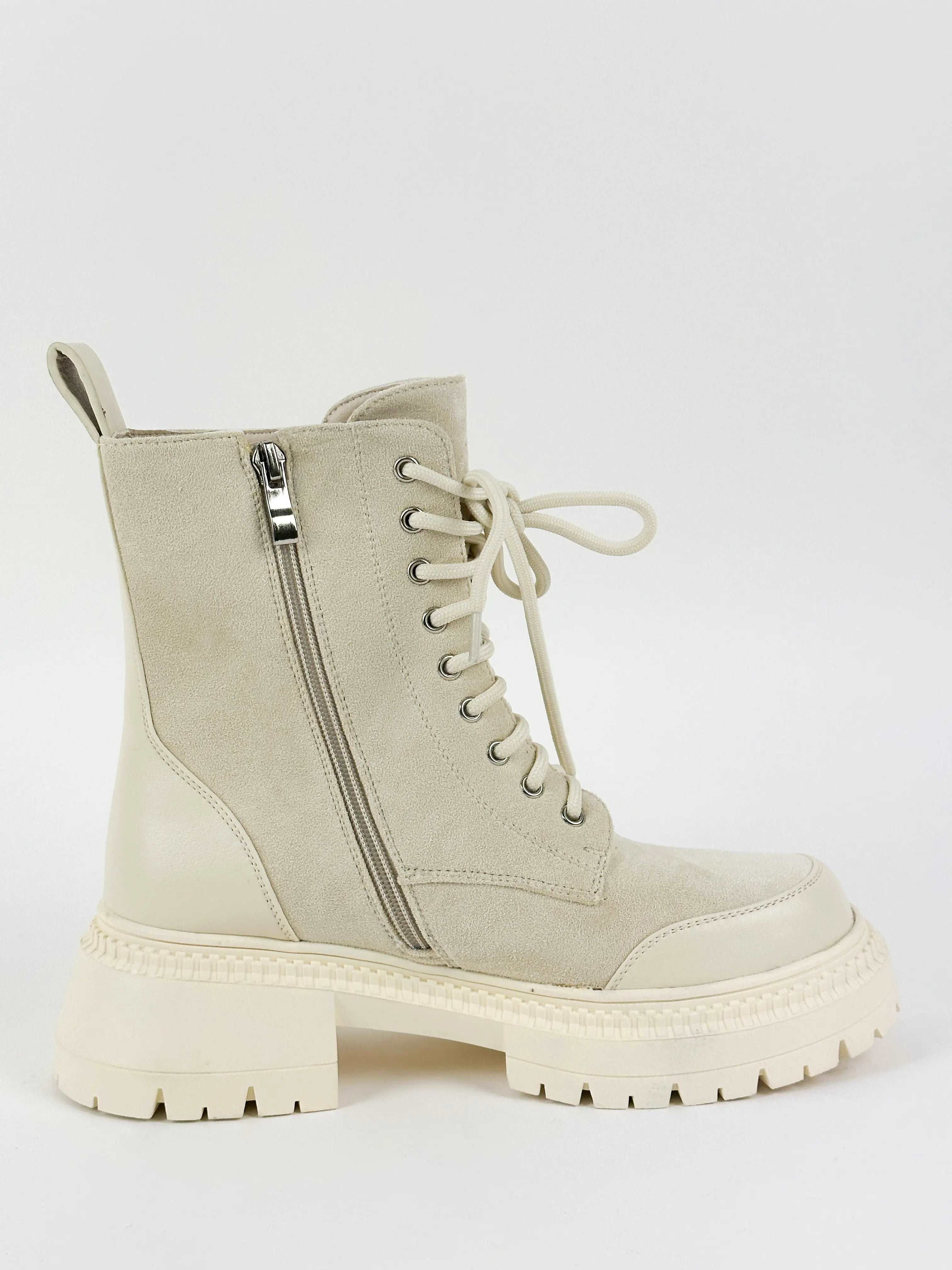 BOTTINES EN DAIM - BEIGE