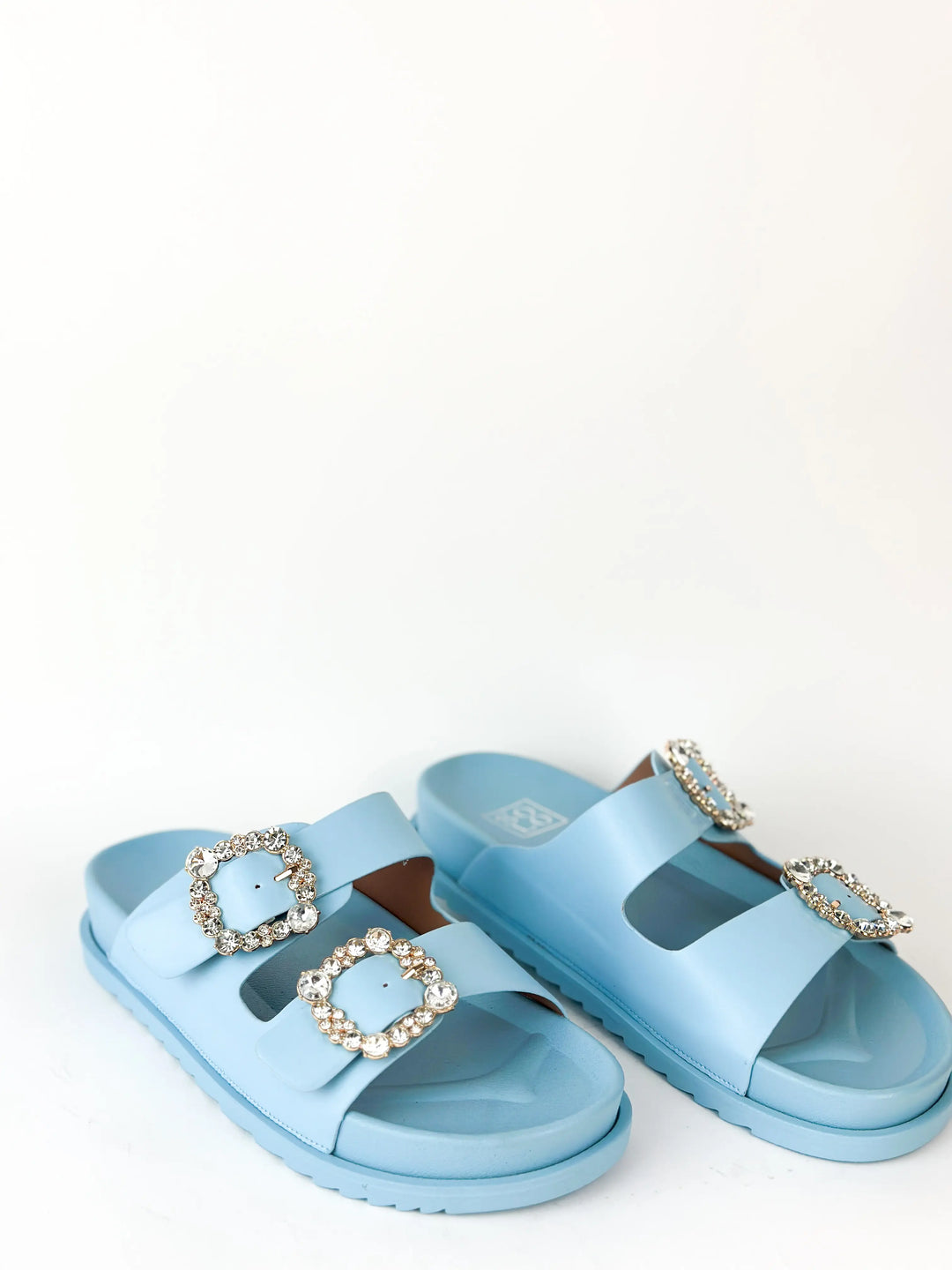 Sandales double bride à décoration - BLEU