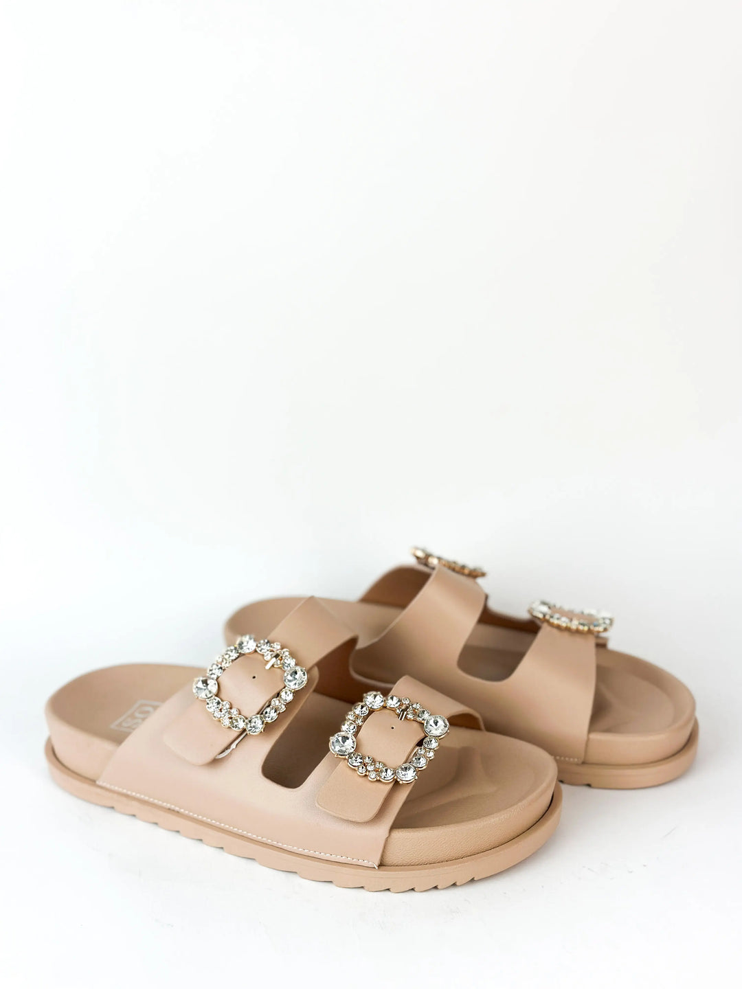 Sandales double bride à décoration - BEIGE