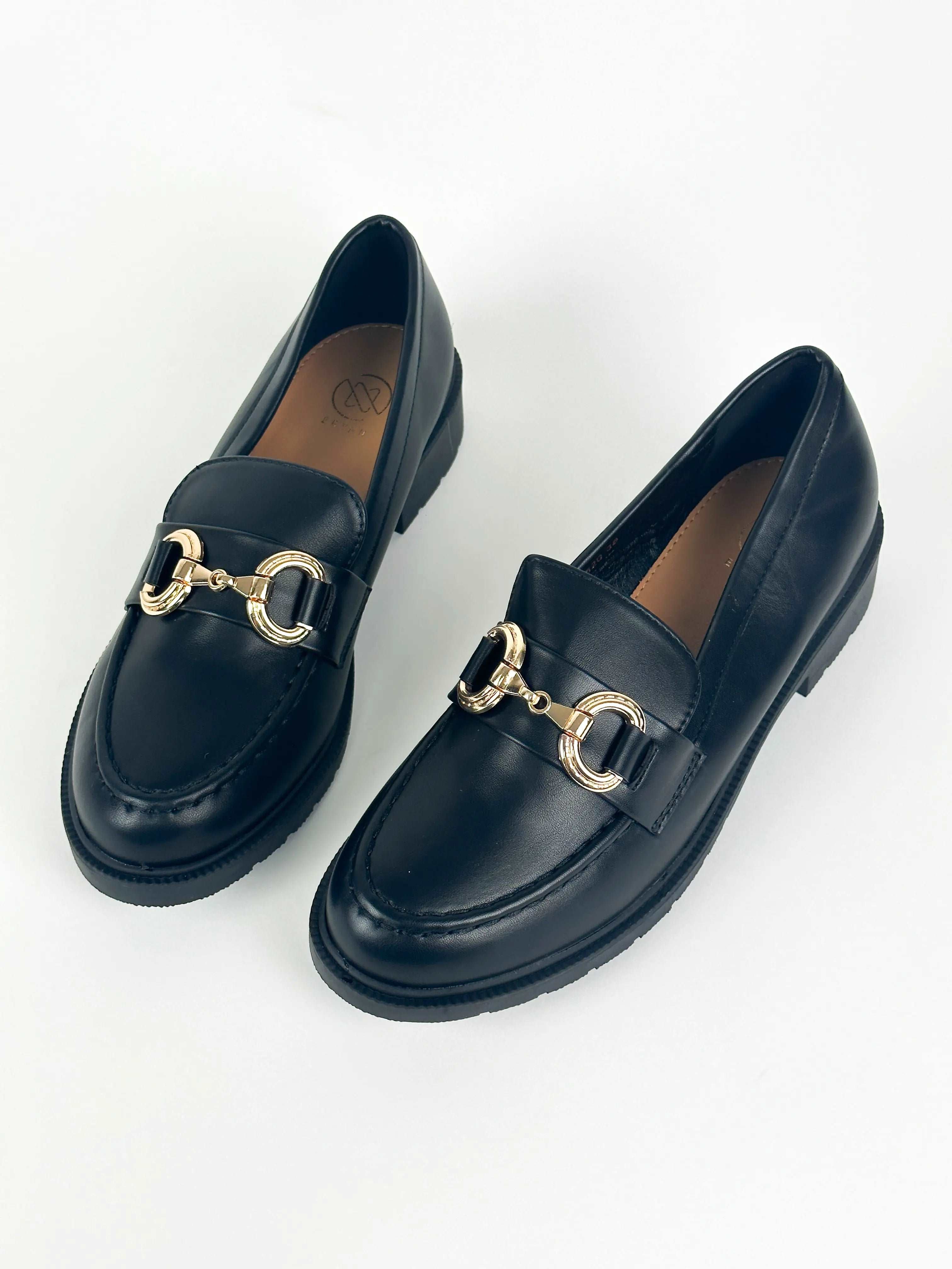 MOCASSINS EN CUIR AVEC DÉCORATION - NOIR