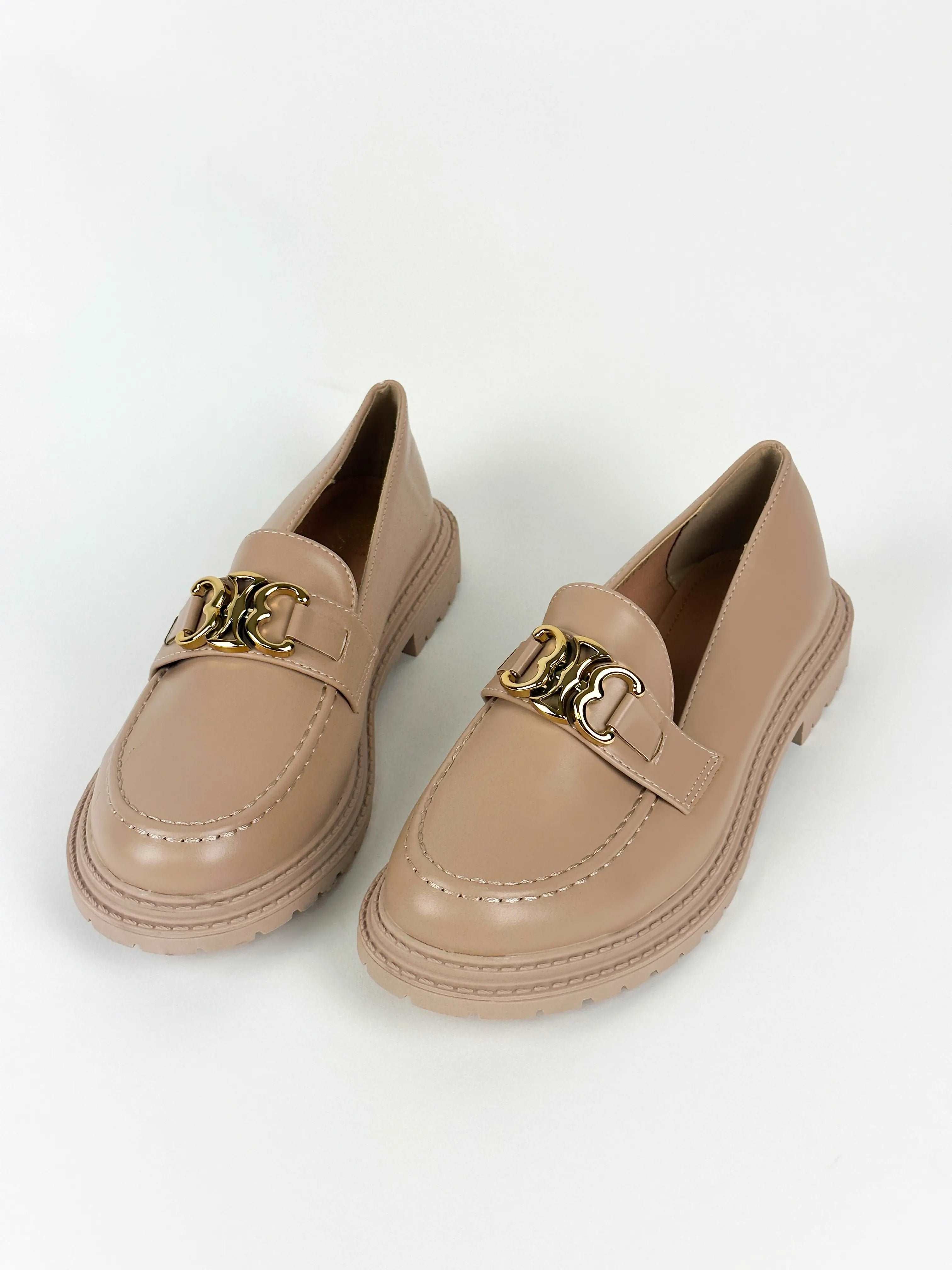 MOCASSINS EN CUIR - BEIGE