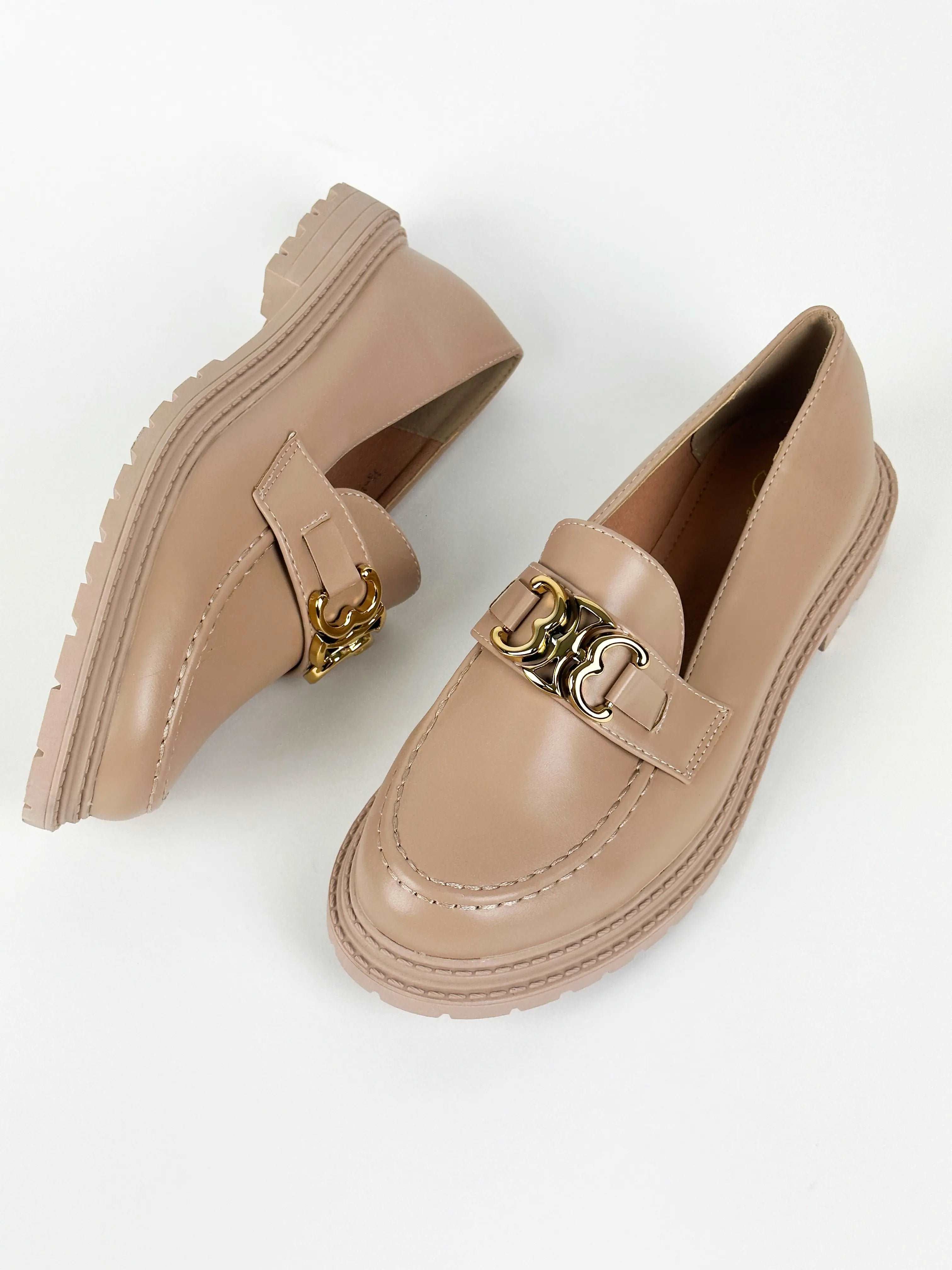 MOCASSINS EN CUIR - BEIGE