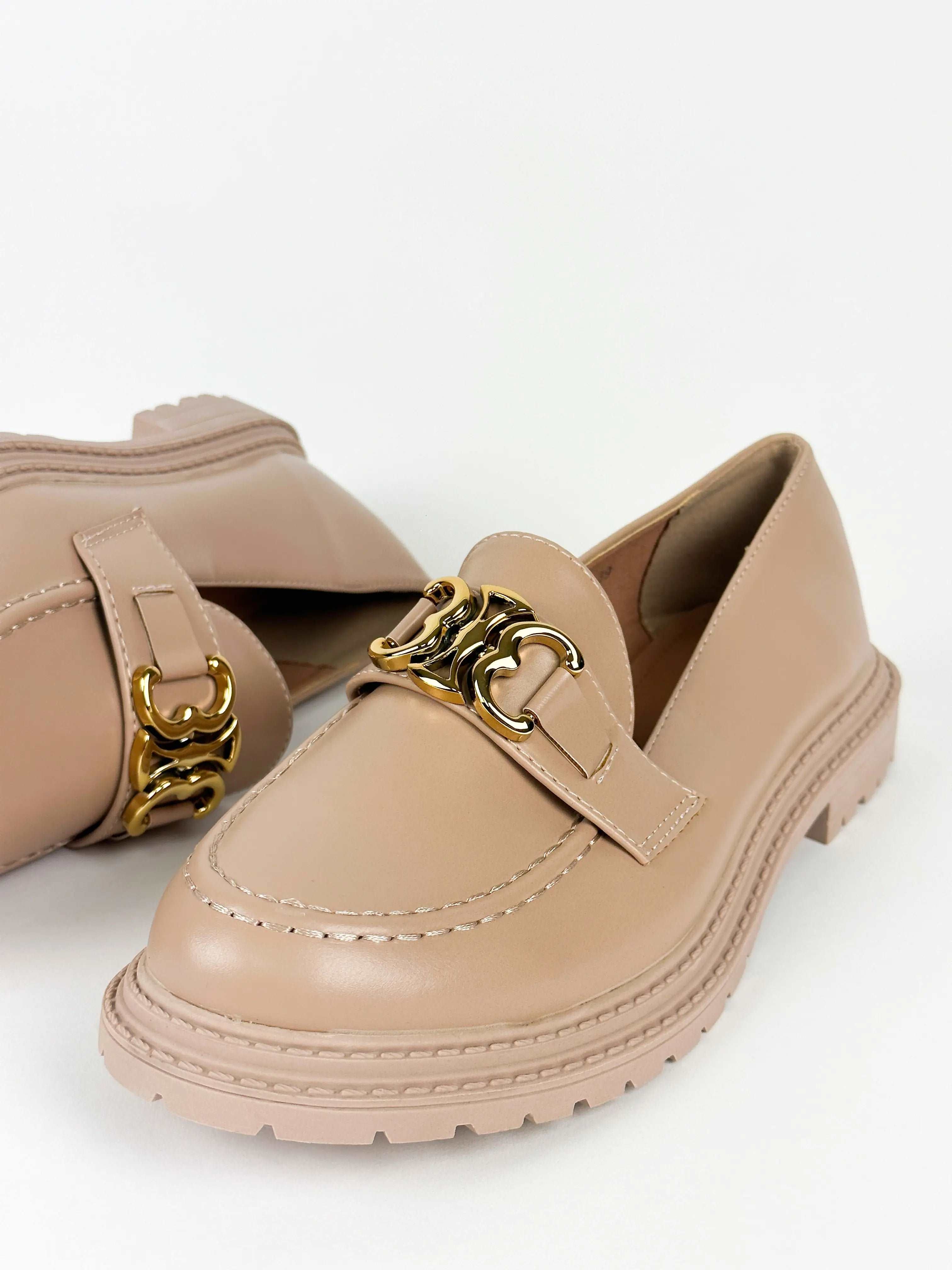 MOCASSINS EN CUIR - BEIGE