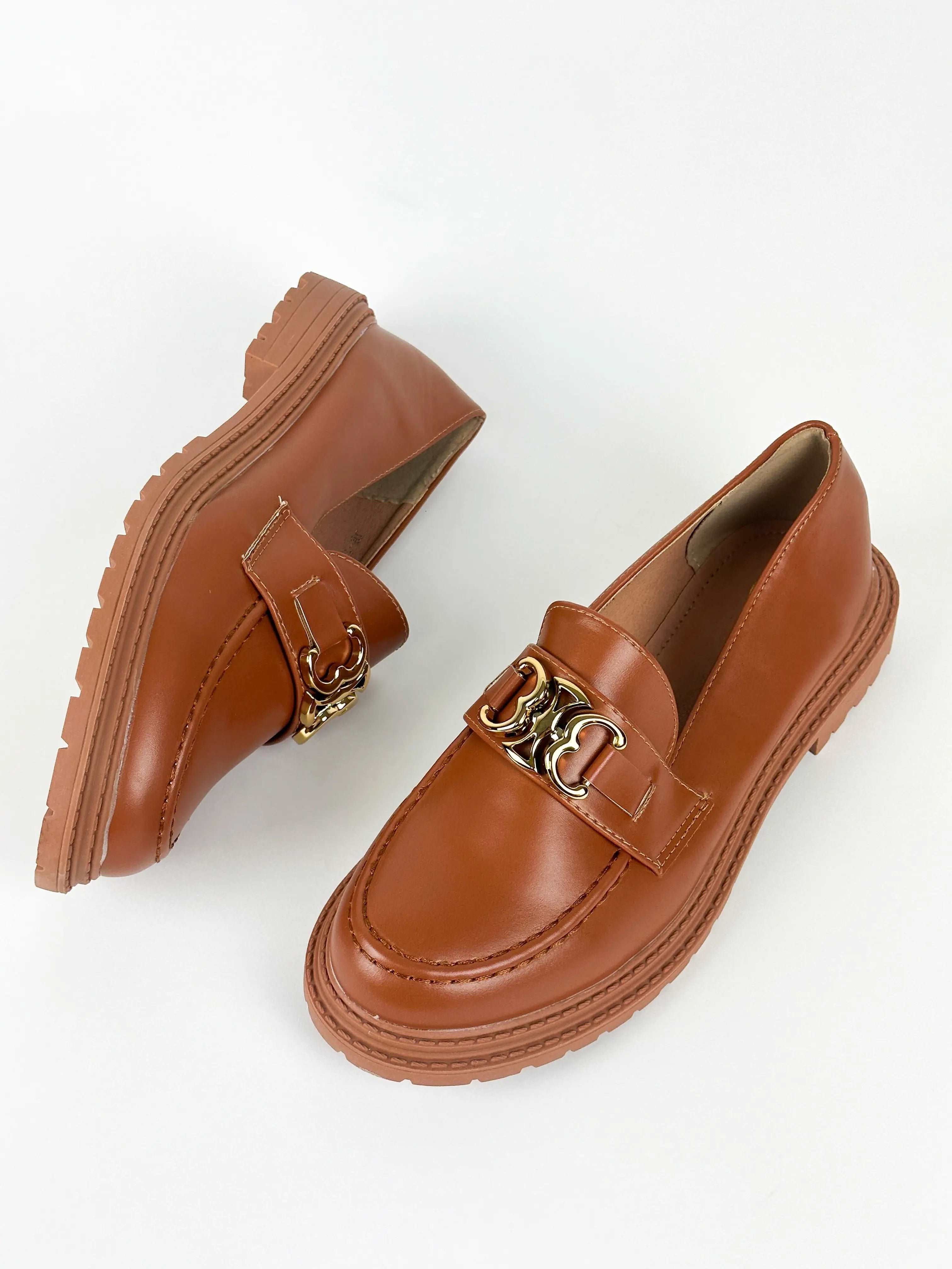 MOCASSINS EN CUIR - CAMEL