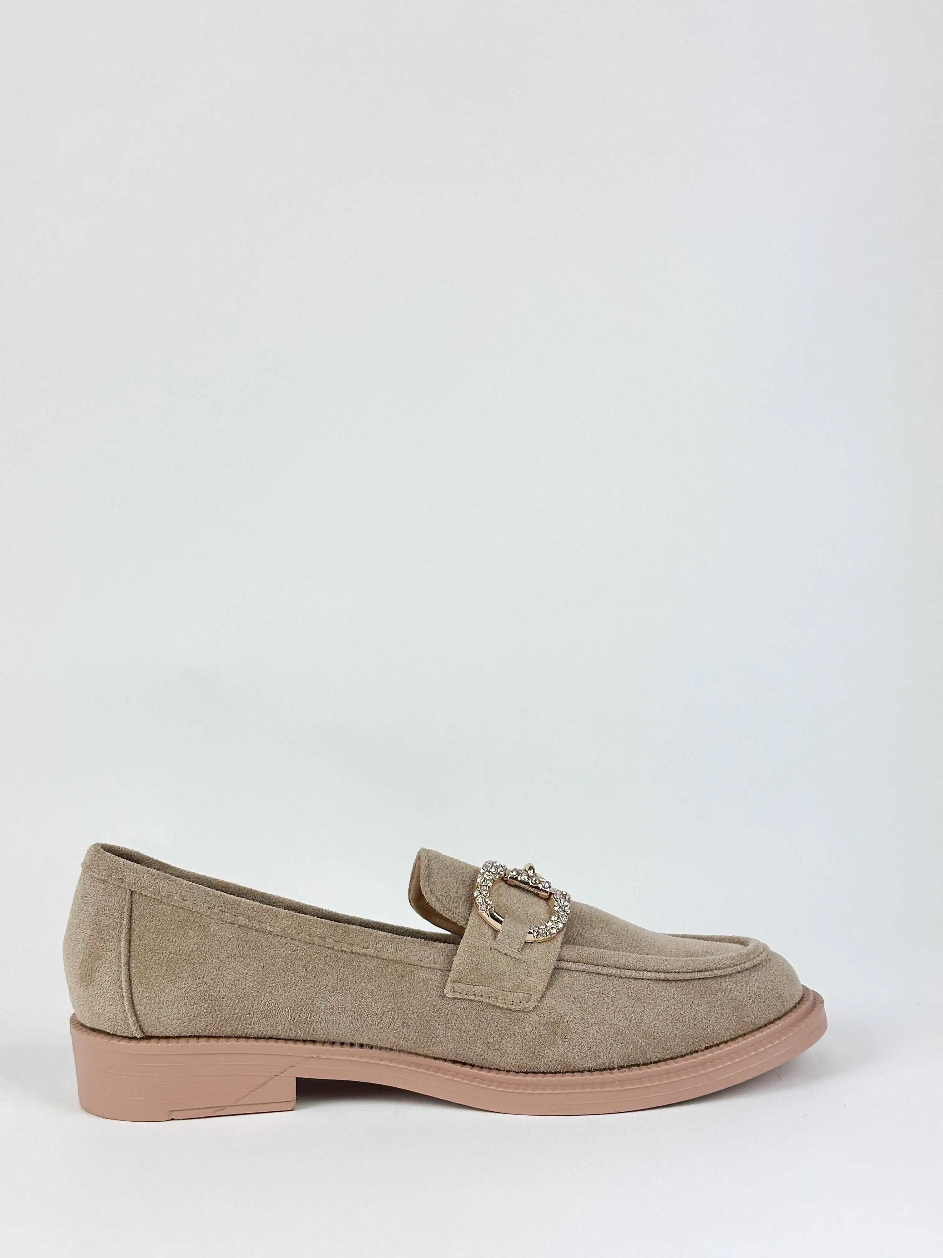 MOCASSINS EN DAIM AVEC DÉCORATION - BEIGE