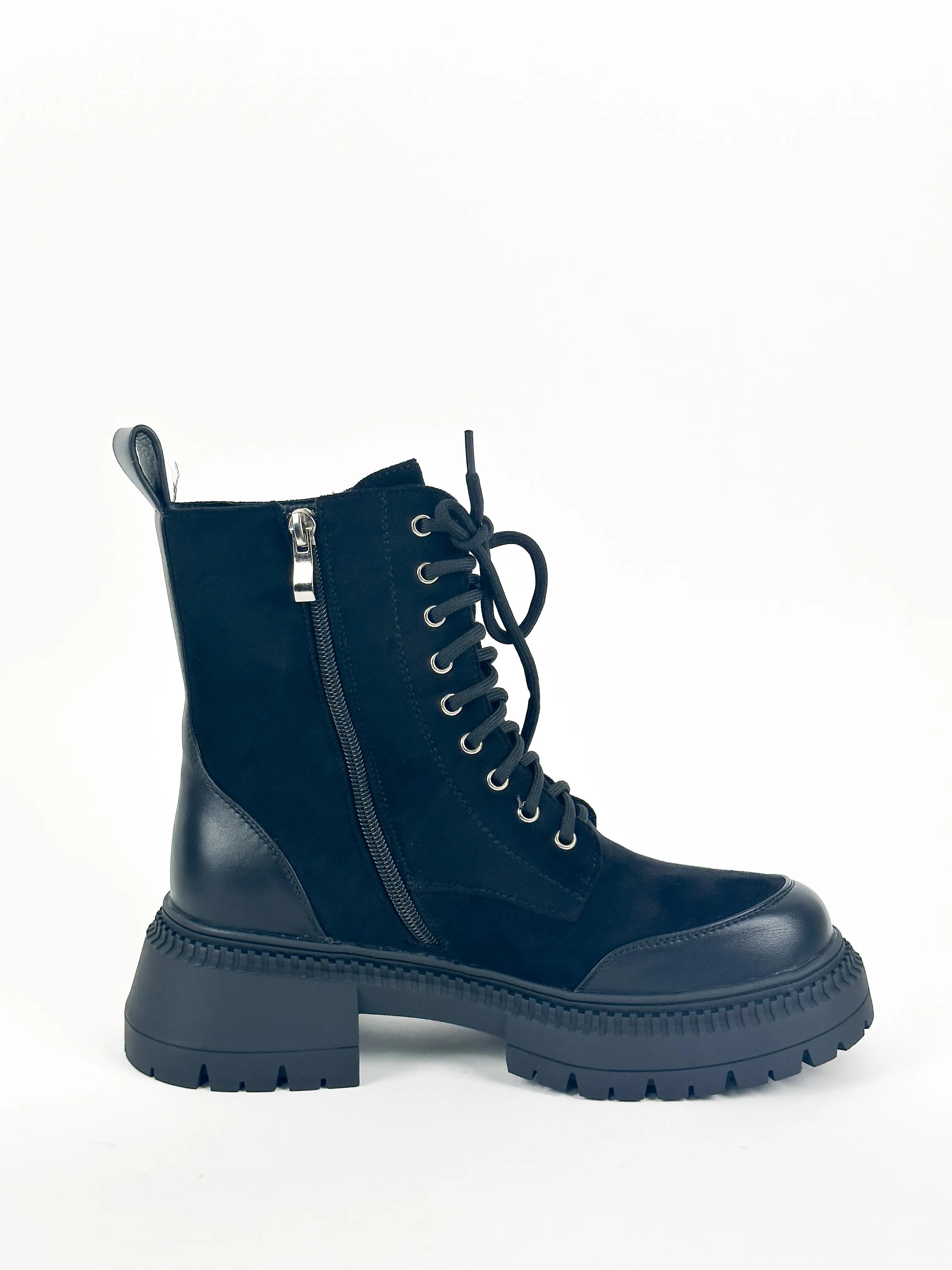 BOTTINES EN DAIM - NOIR