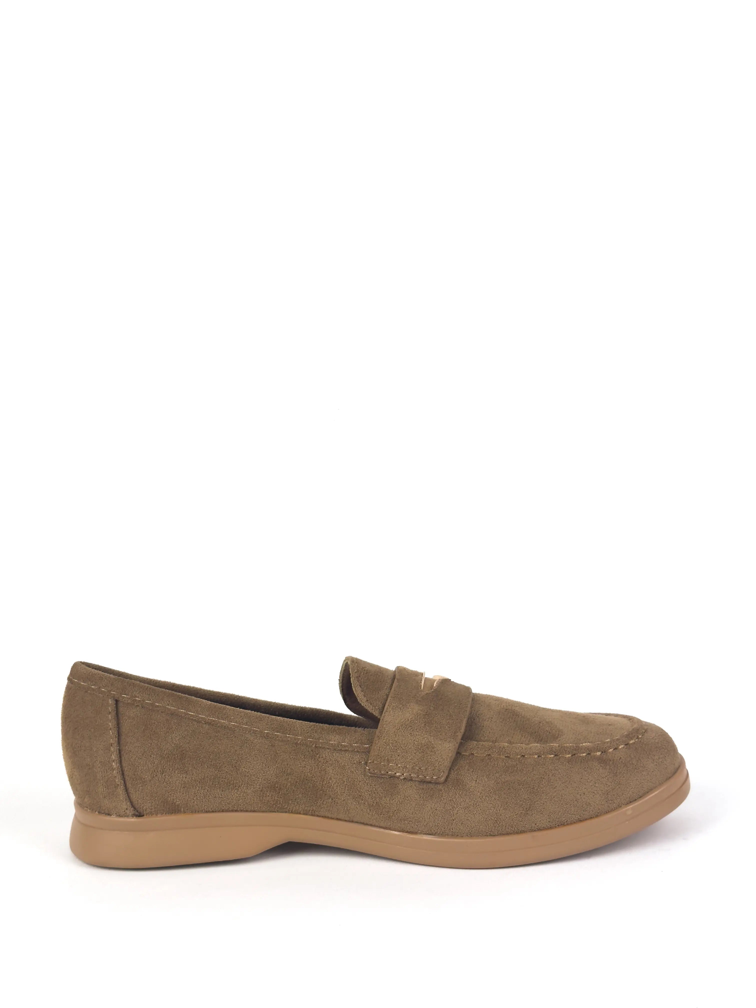 MOCASSINS PLATS EN DAIM - CAMEL