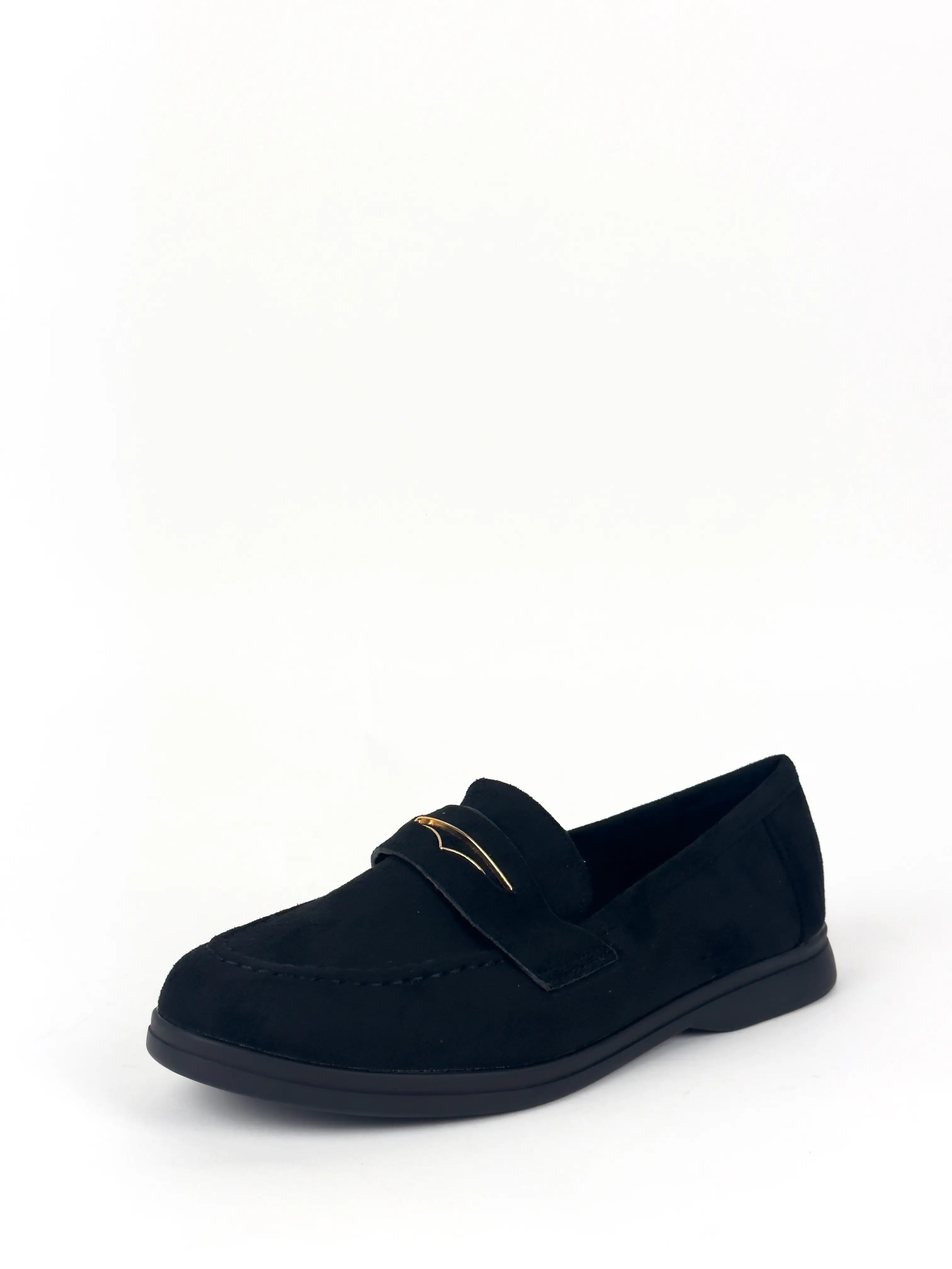 MOCASSINS PLATS EN DAIM - NOIR