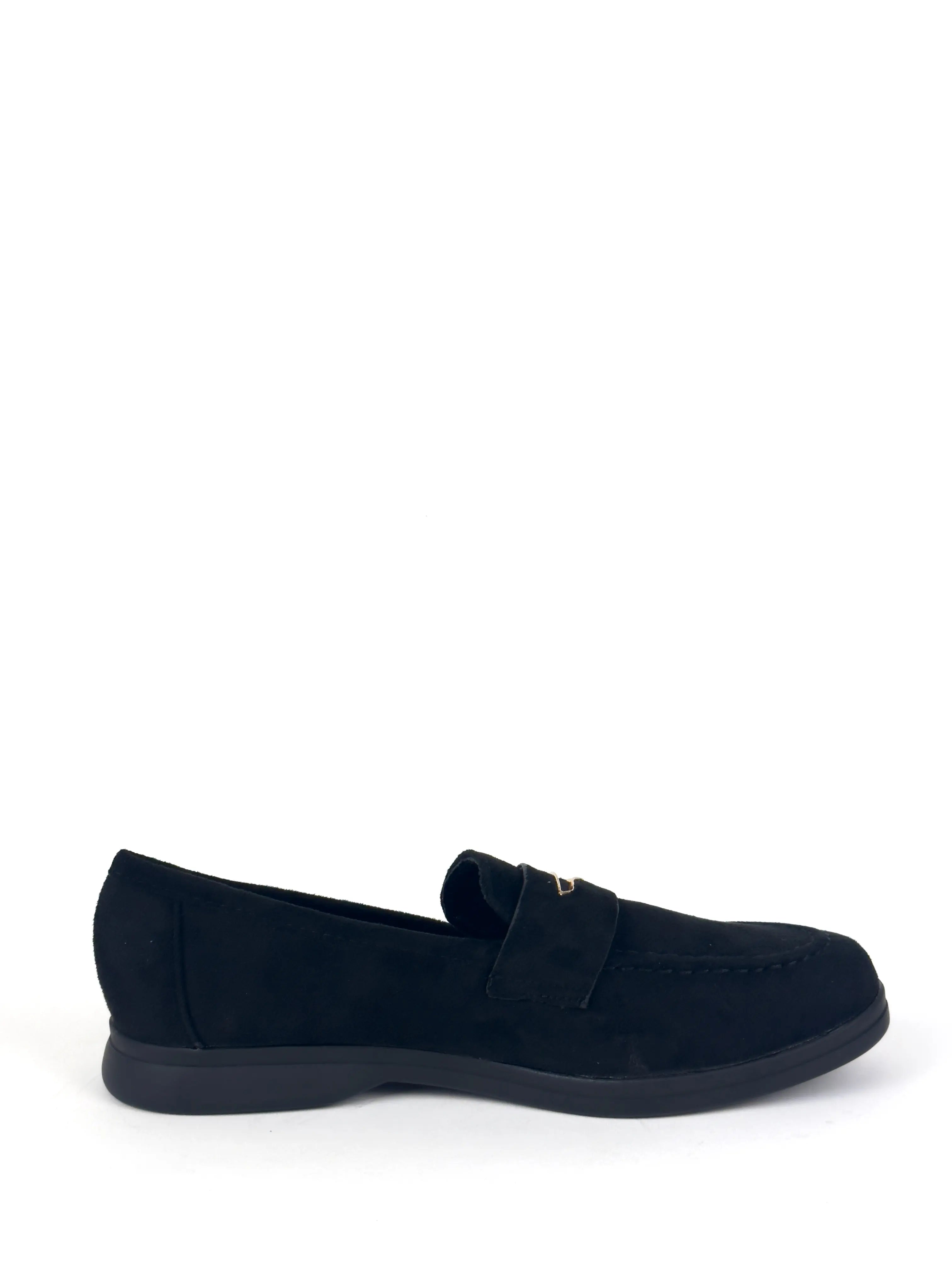 MOCASSINS PLATS EN DAIM - NOIR