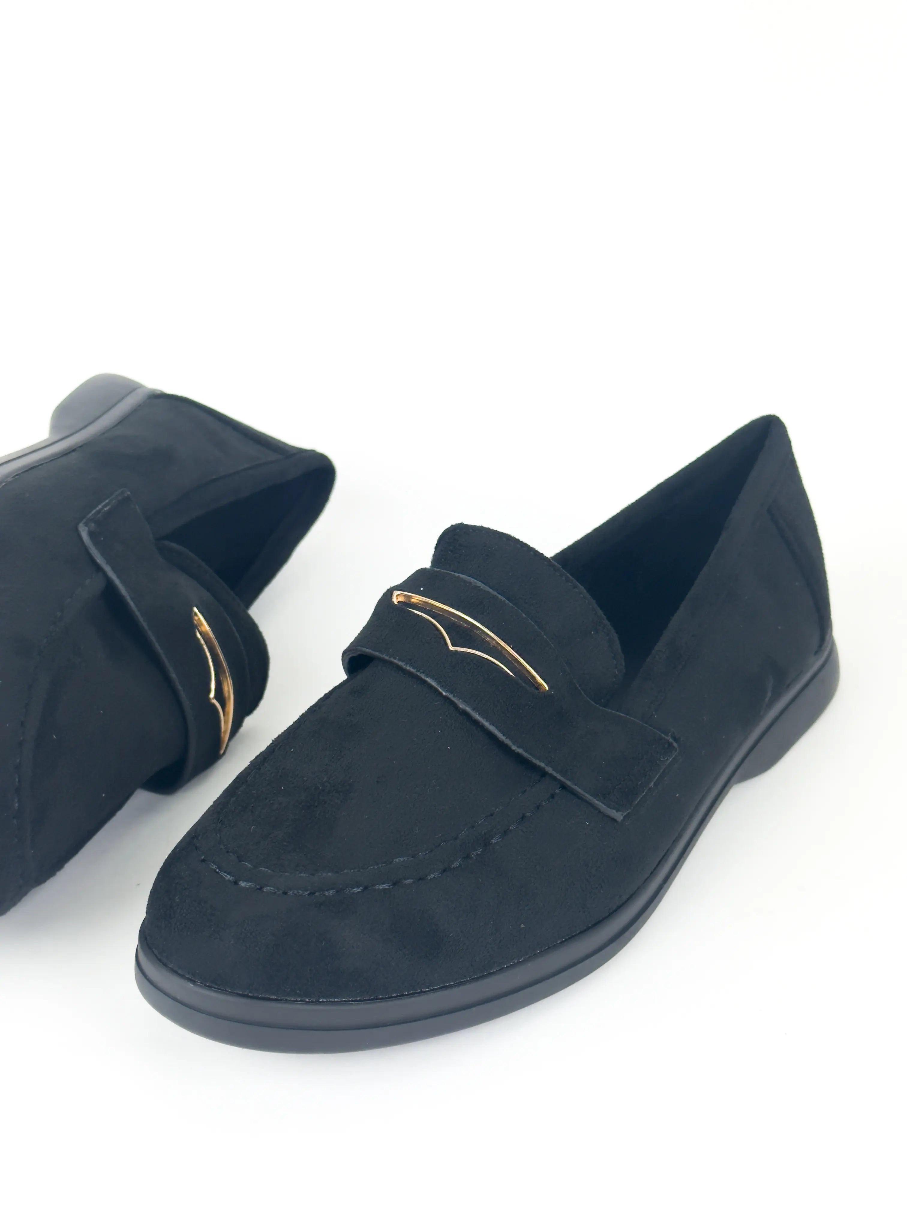 MOCASSINS PLATS EN DAIM - NOIR