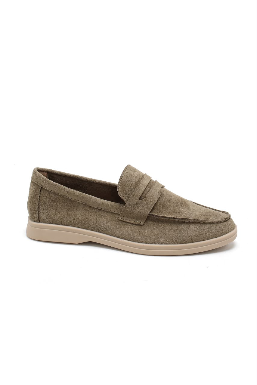Mocassins classiques vert clair à petit talon pour femme – Maison de Mode Maroc