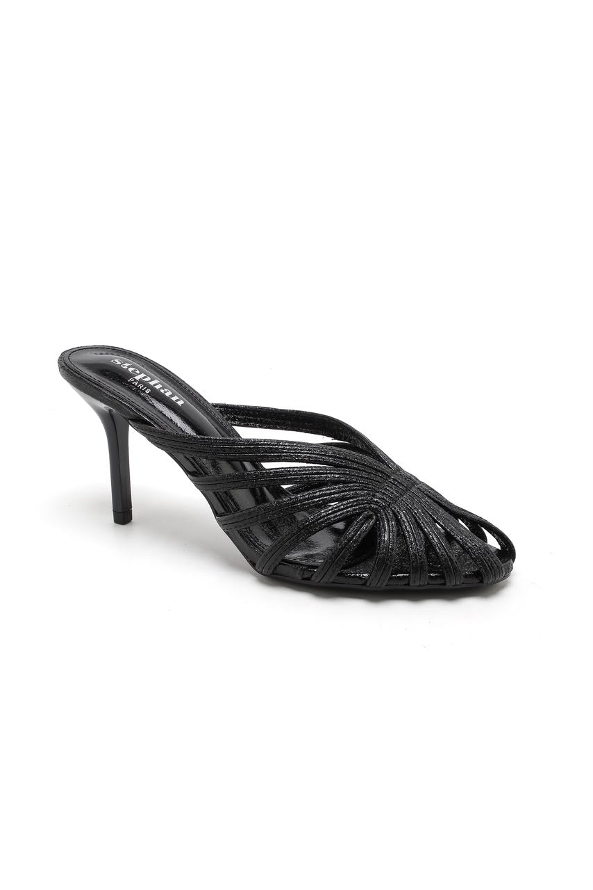 Mules à brides noires à talon 8 cm pour femme – Maison de Mode Maroc