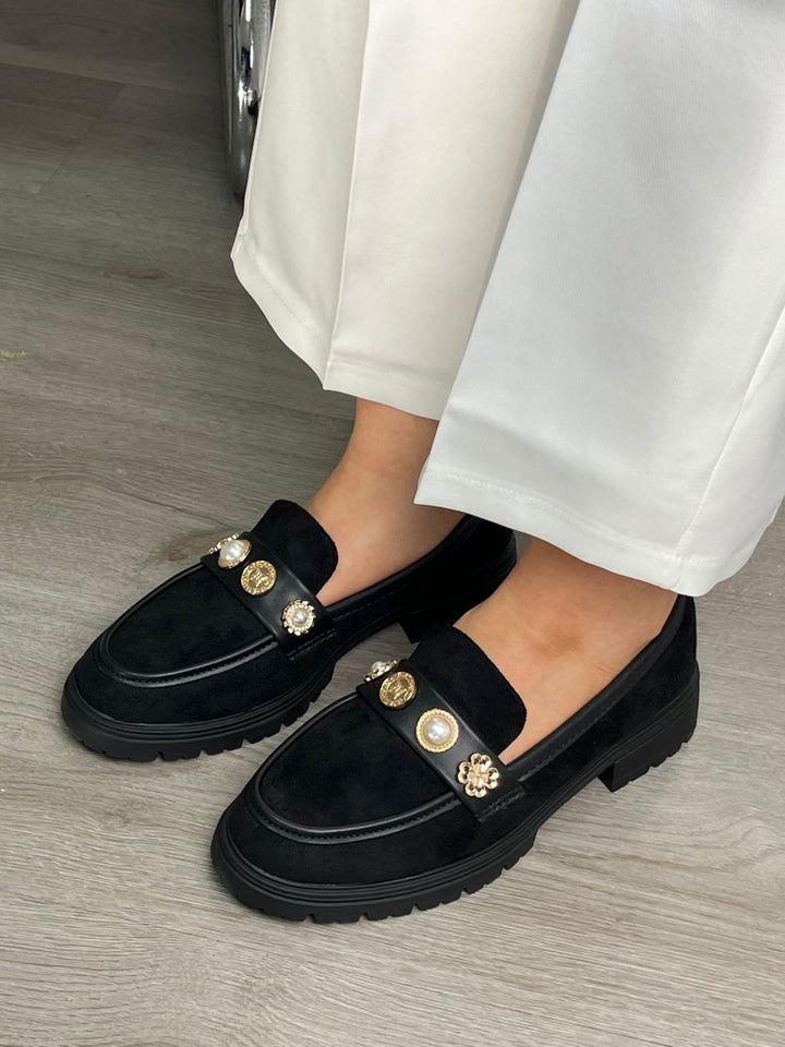 MOCASSINS COMPENSÉES - NOIR