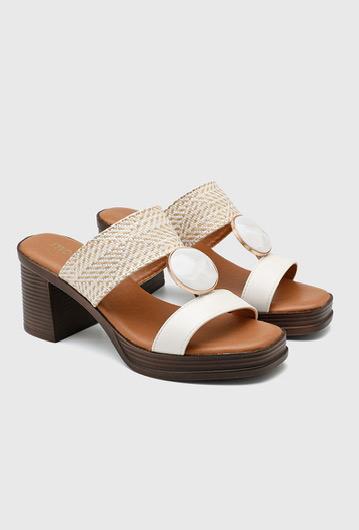 Sandales à talon carré - Blanc
