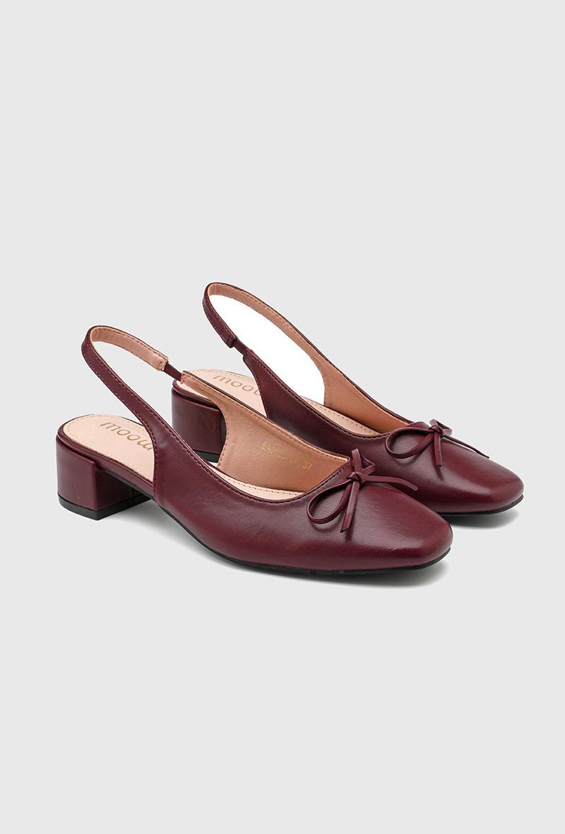Ballerines Slingback à talon bloc - Bordeaux